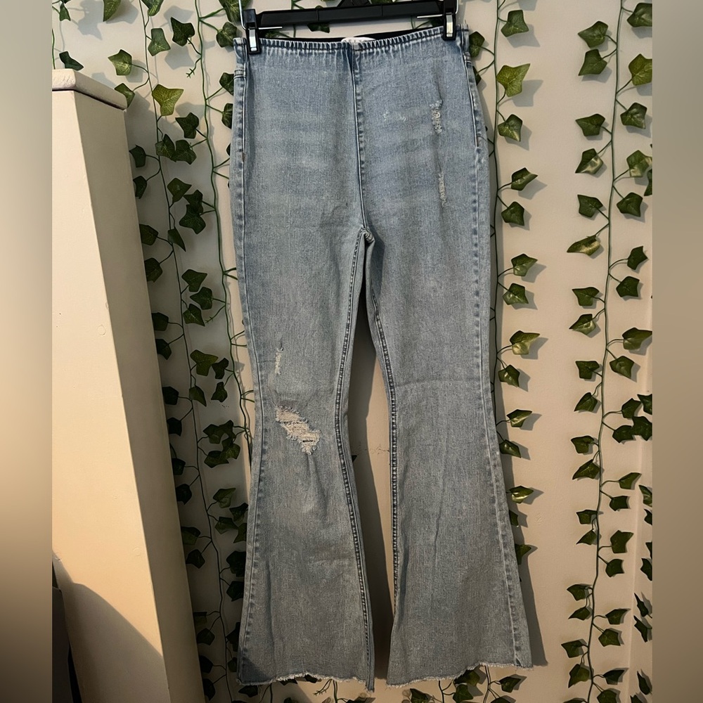 Stylish Light Blue Flared Women Jeans